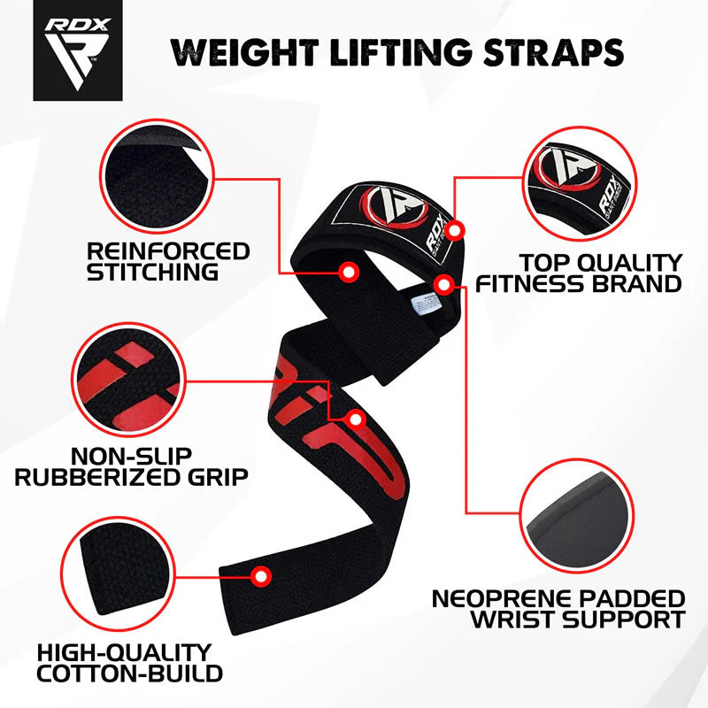 RDX W2 Sangles de Musculation Rouge noir - Image 2